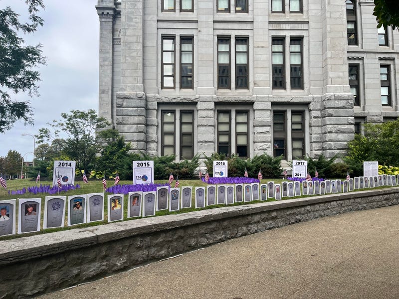 Drug overdose display at Old County Hall on Franklin Street