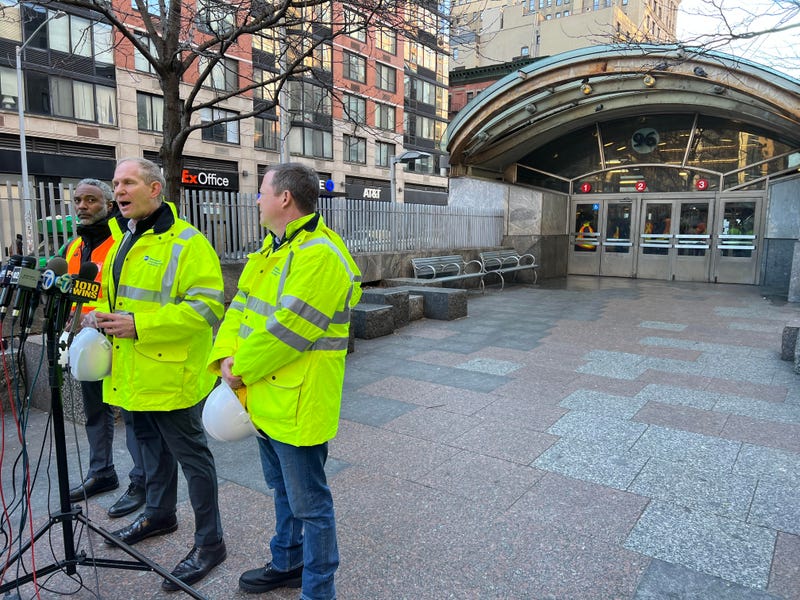  MTA Chair Janno Lieber speaks during Friday morning's news conference outside the 96th Street station