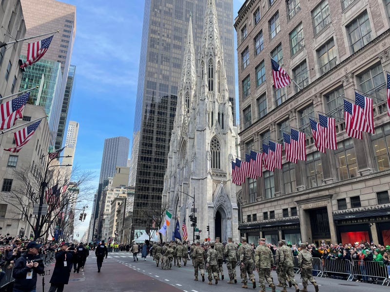 Crowds filled Fifth Avenue on an unseasonably warm day for the annual parade