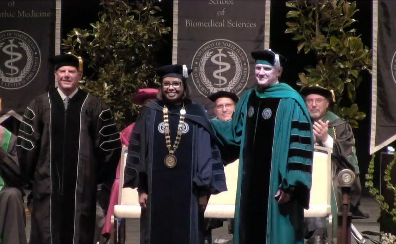 Sylvia Trent Adams, middle, was sworn in as the new president of the University of North Texas Health Science in Fort Worth, Texas on Tuesday, March 7, 2023.