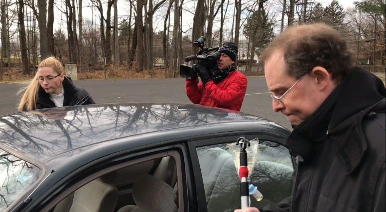 Kelly Drucker of Holland and Larry Weinstein of Richboro leave their preliminary hearing on Jan. 10, 2019.