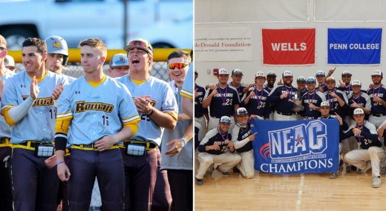 Rowan University and Penn State Abington's men's baseball teams