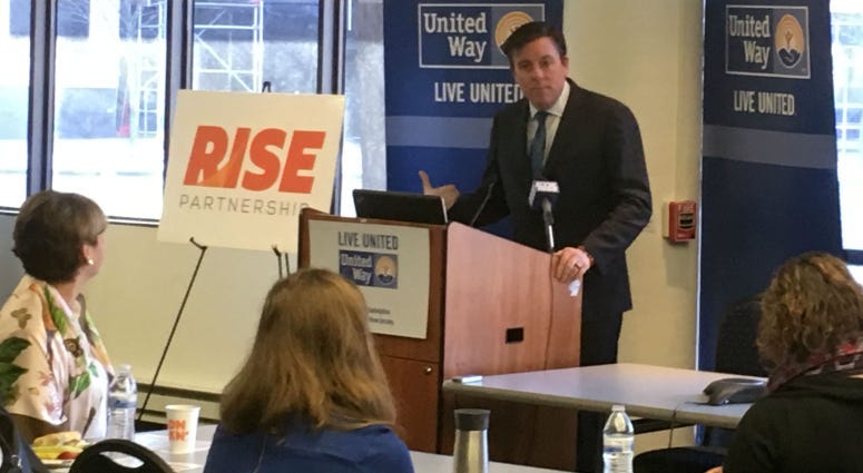 United Way President and CEO Bill Golderer speaks about the RISE Partnership, Jan. 15, 2019.