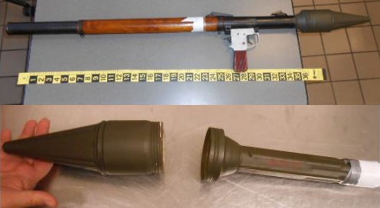 The Transportation Security Administration seized a military rocket-propelled grenade launcher at Lehigh Valley International Airport.