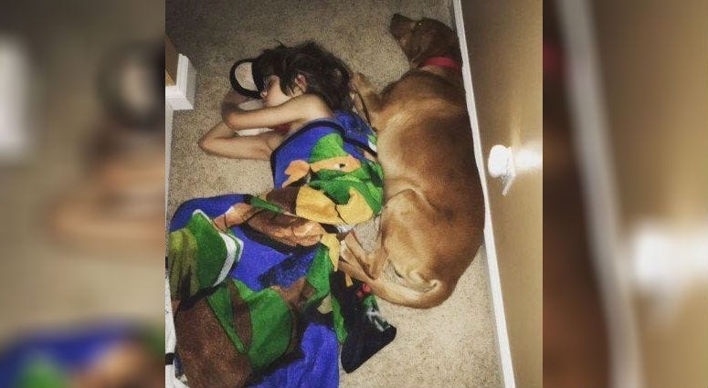 Brody Zavodnick and their dog, Bauer.
