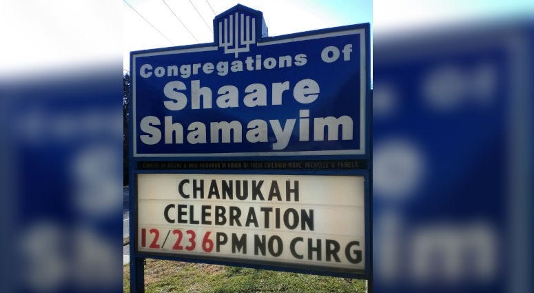 Congregations of Shaare Shamayim sign.