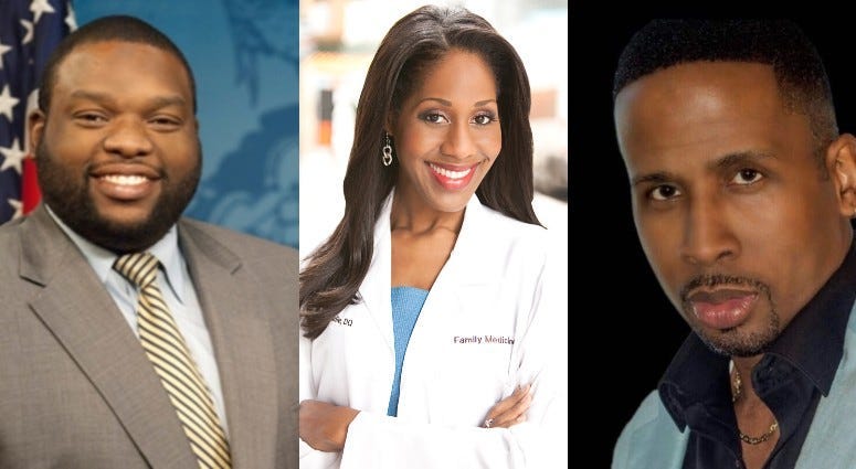 Rep. Jordan Harris, Dr. Jennifer Caudle, Derrick Lee.
