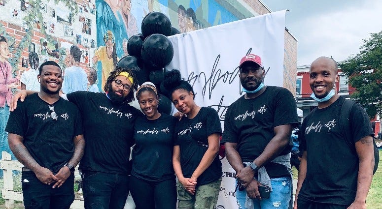 From left to right: Chefs Elijah Milligan, Kurt Evans, Aziza Young, Stephanie Nicole Willis, Gregory Headen, Malik Ali
