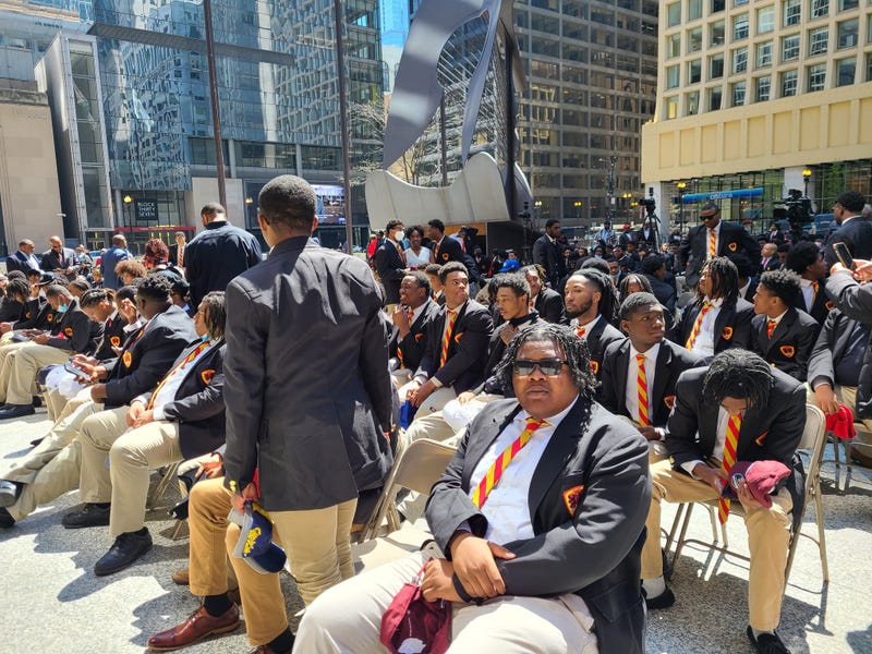 Urban Prep seniors at Daley Plaza
