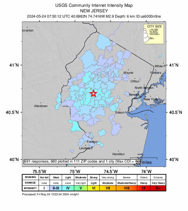 A magnitude 2.9 earthquake hit Somerset County on Friday and was felt across the region