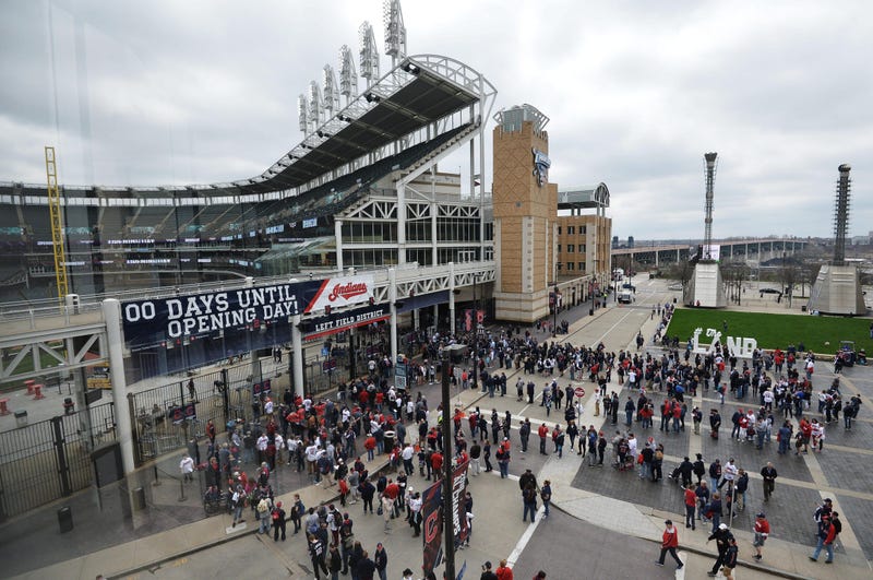 Apr 11, 2017; Cleveland, OH, USA; Fans wait to enter the field before the home opening game between the Cleveland Indians and the Chicago White Sox at Progressive Field. Mandatory Credit: Ken Blaze-USA TODAY Sports