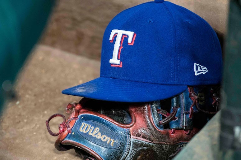 Texas Rangers, Hat, Wilson Glove, Baseball, Dugout, Dirty