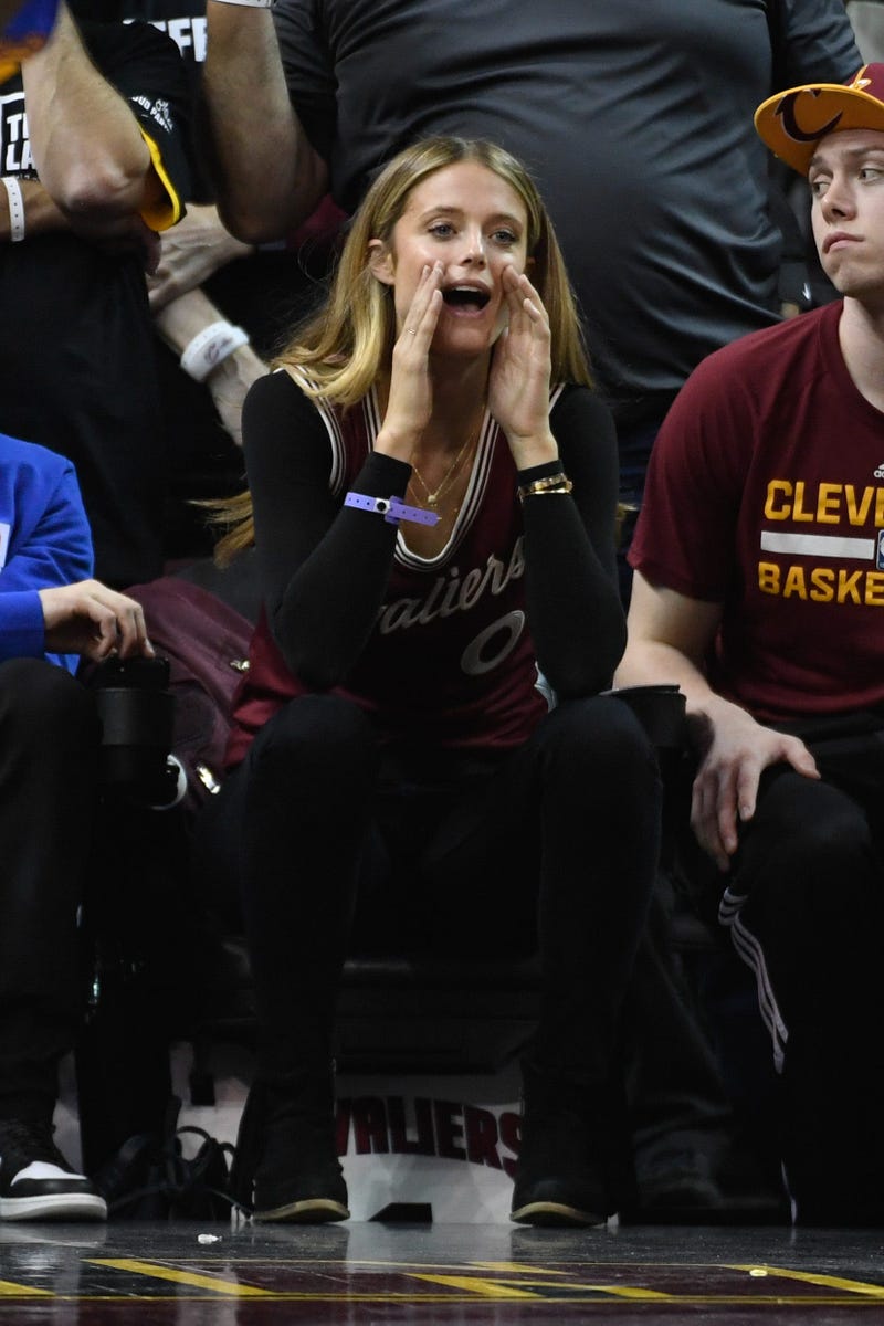 Swimsuit model Kate Bock during the second quarter in game four of the 2017 NBA Finals between the Golden State Warriors and the Cleveland Cavaliers at Quicken Loans Arena.