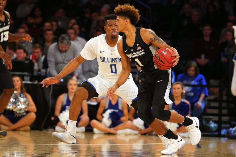 Providence Friars guard Makai Ashton-Langford (1) controls the ball against Saint Louis Billikens guard Jordan Goodwin