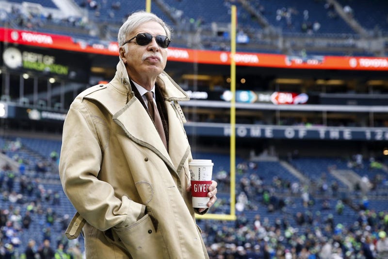Los Angeles Rams owner Stan Kroenke watches pregame warmups against the Seattle Seahawks at CenturyLink Field.