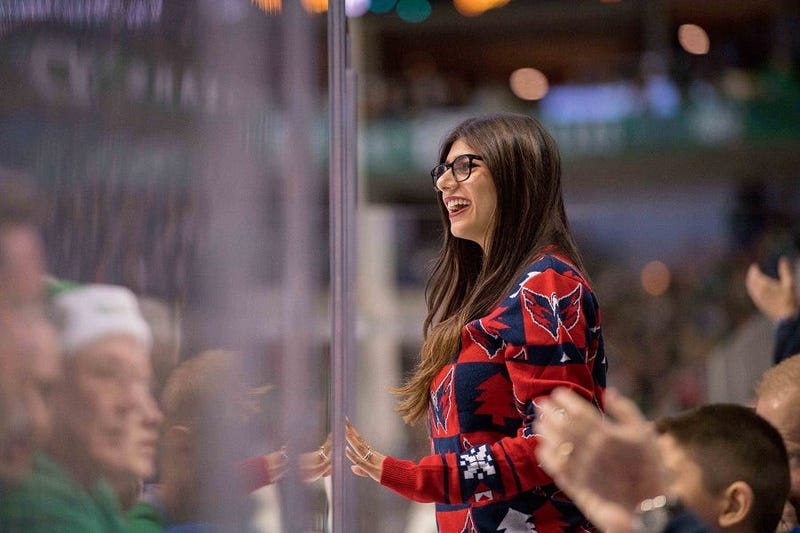 Social media personality Mia Khalifa watches the Washington Capitals.