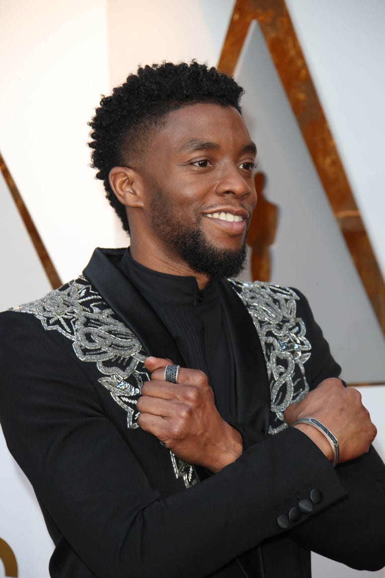 March 4, 2018; Hollywood, CA, USA; Chadwick Boseman arrives at the 90th Academy Awards at Dolby Theatre.