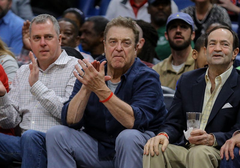Actor John Goodman (center) in attendance watching a game between the New Orleans Pelicans and the Memphis Grizzlies during the fourth quarter at the Smoothie King Center. The Pelicans defeated the Grizzlies 123-95.