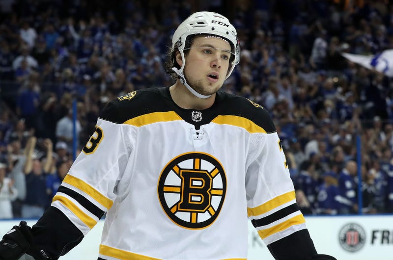 Apr 30, 2018; Tampa, FL, USA;Boston Bruins defenseman Charlie McAvoy (73) during the third period in game two of the second round of the 2018 Stanley Cup Playoffs at Amalie Arena. Tampa Bay Lightning defeated the Boston Bruins 4-2. Mandatory Credit: Kim K