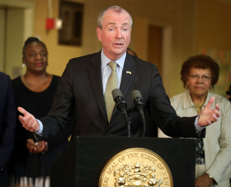 June 28, 2018; Trenton, NJ, USA; New Jersey Governor Phil Murphy during a press conference as he talks about the budget impasse.
