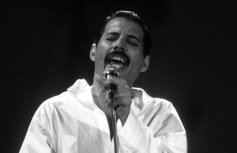 Freddie Mercury, Queen, Live Aid, Black and White, 1985, Jacket