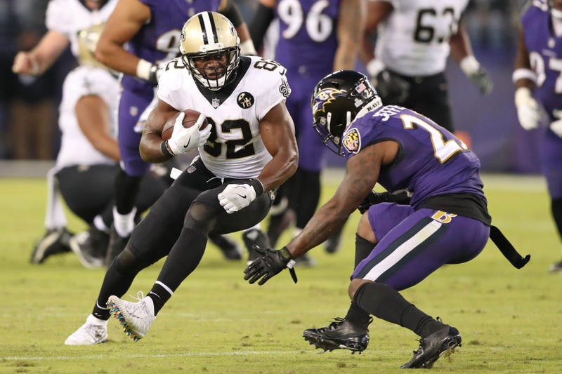 New Orleans Saints tight end Ben Watson (82) gains yards after the catch defended by Baltimore Ravens safety Tony Jefferson (23) at M&T Bank Stadium.