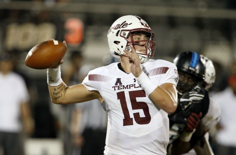 Temple Owls quarterback Anthony Russo throws a pass.