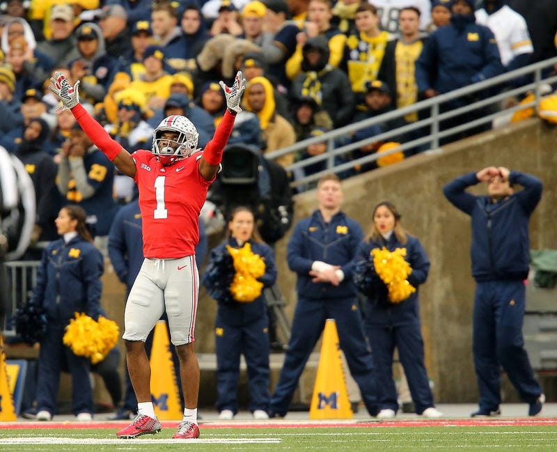 Ohio State Buckeyes cornerback Jeffrey Okudah (1) reacts during the second quarter against the Michigan Wolverines at Ohio Stadium.