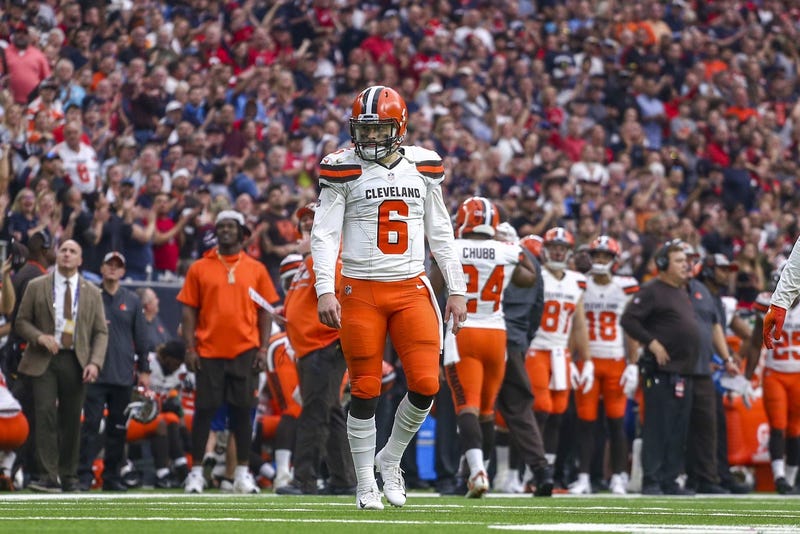 Cleveland Browns quarterback Baker Mayfield (6) takes the field during a change of possession during the fourth quarter against the Houston Texans at NRG Stadium.