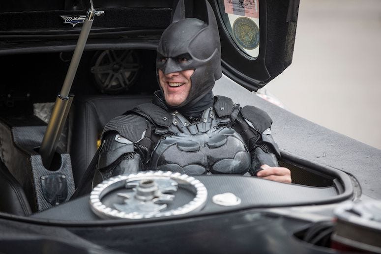 John Buckland, Batman, Costume, Batmobile, Albany Elementary, 2018