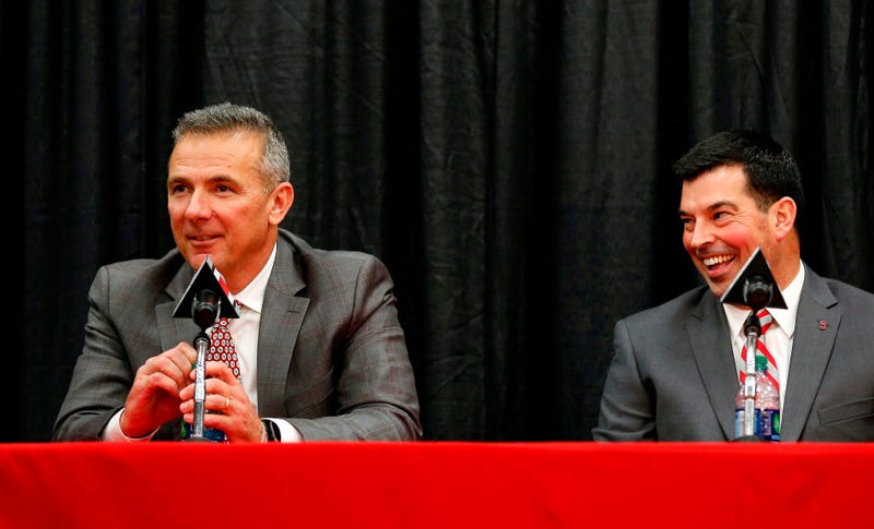 Dec 4, 2018; Columbus, OH, USA; Ohio State Buckeyes new head coach Ryan Day addresses members of the media during the press conference at the Ohio State University Fawcett Center. Mandatory Credit: Joe Maiorana-USA TODAY Sports