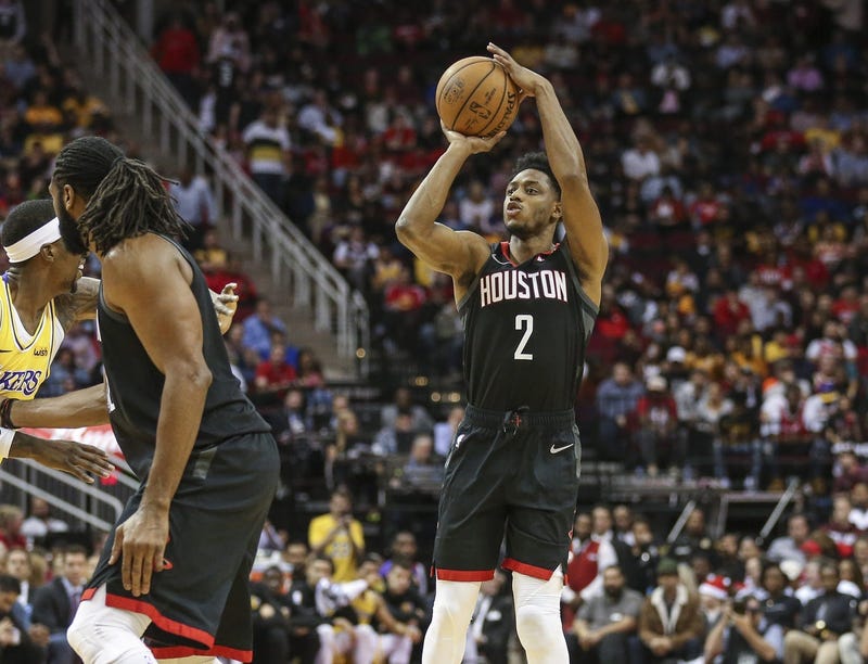 Dec 13, 2018; Houston, TX, USA; Houston Rockets guard Brandon Knight (2) shoots the ball during the first quarter against the Los Angeles Lakers at Toyota Center. Mandatory Credit: Troy Taormina-USA TODAY Sports