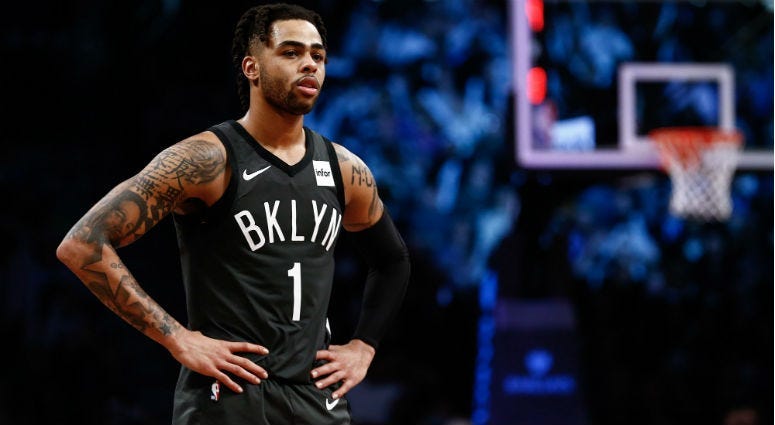 D Angelo Russell in the fourth quarter against the Sacramento Kings at Barclays Center