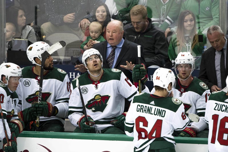 Wild coach Bruce Boudreau and the bench