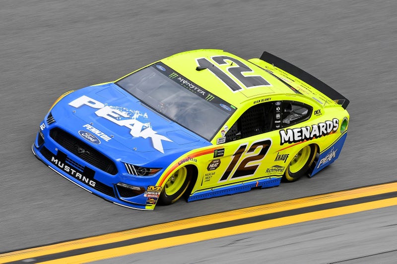 Feb 9, 2019; Daytona Beach, FL, USA; NASCAR Cup Series driver Ryan Blaney (12) during practice for the Daytona 500 at Daytona International Speedway.