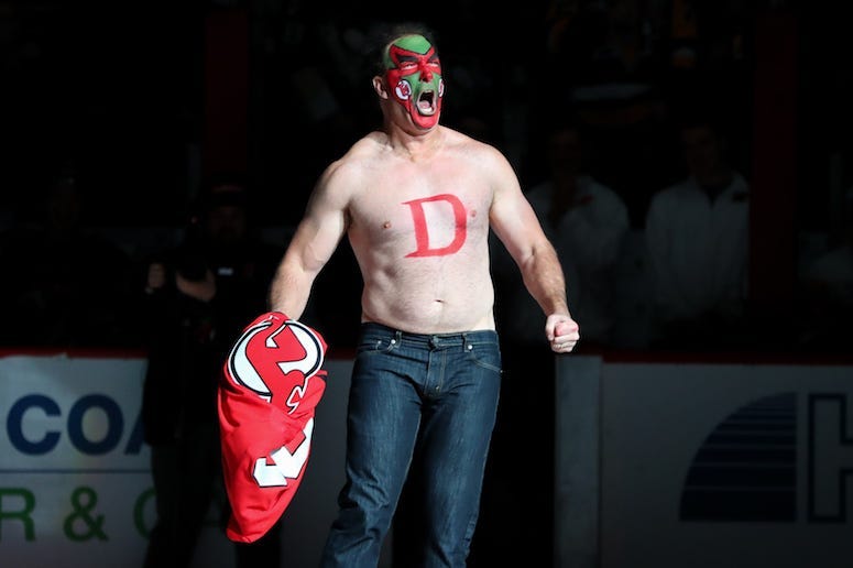 Patrick Warburton, David Puddy, Seinfeld, Face Paint, Shirtless, NHL, New Jersey Devils