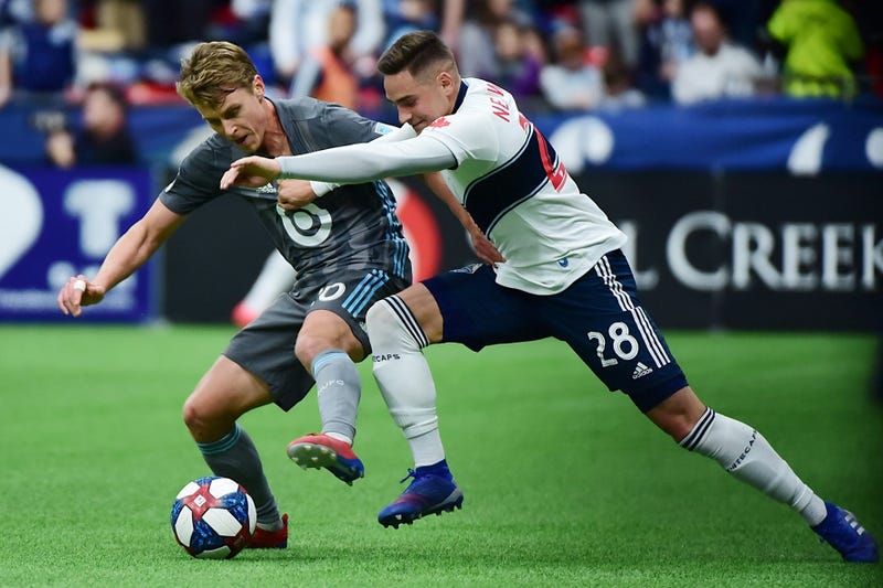 A steal attempt by Rasmum Schuller of Minnesota United