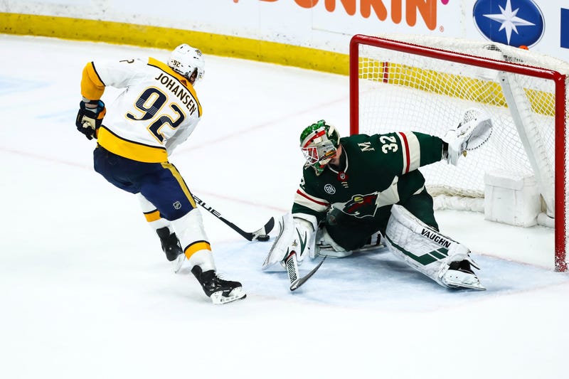 Alex Stalock cannot stop Ryan Johanson