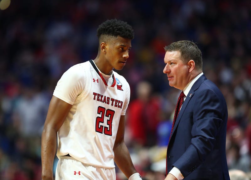 Mar 24, 2019; Tulsa, OK, USA; Texas Tech Red Raiders head coach Chris Beard with guard Jarrett Culver (23) against the Buffalo Bulls during the second round of the 2019 NCAA Tournament at BOK Center.