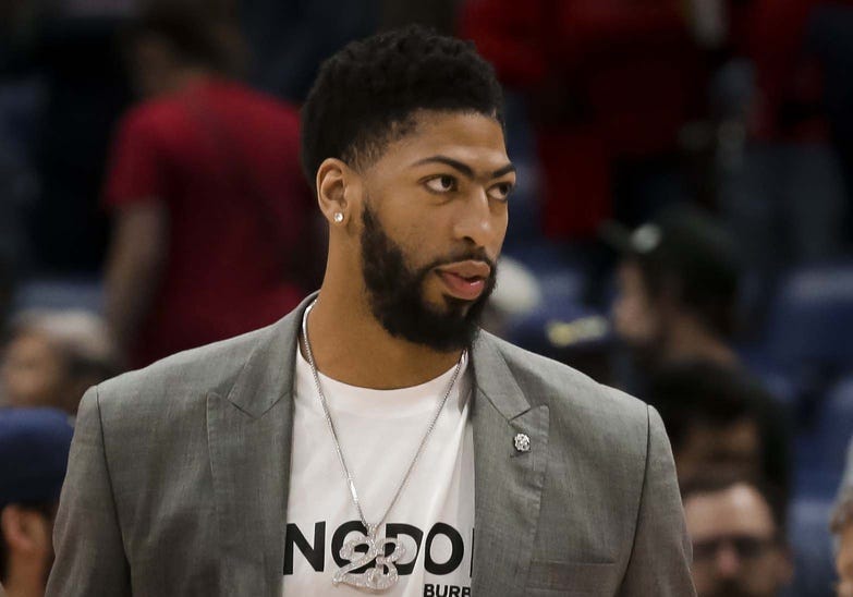 Mar 28, 2019; New Orleans, LA, USA; New Orleans Pelicans forward Anthony Davis following a game against the Sacramento Kings at the Smoothie King Center.