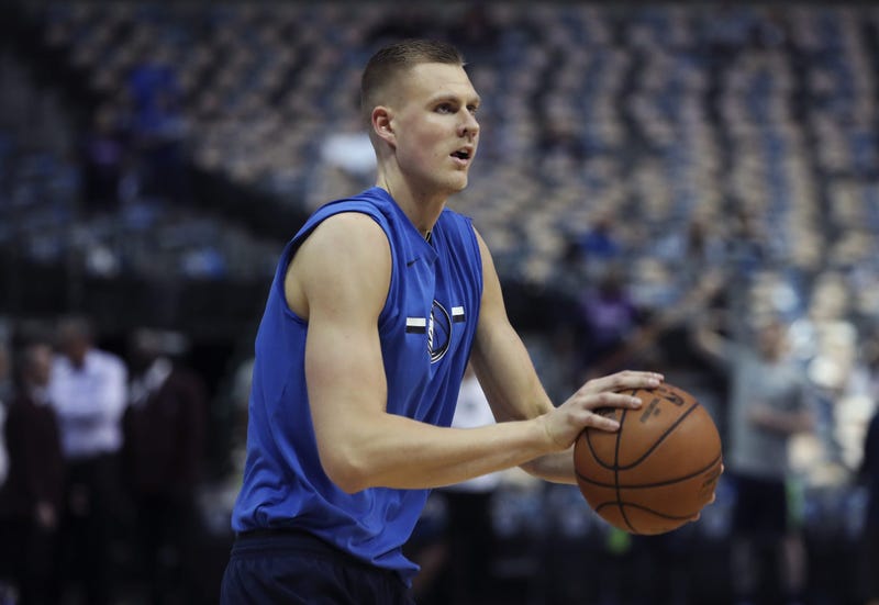 Dallas Mavericks forward Kristaps Porzingis practices before the game against the Minnesota Timberwolves at American Airlines Center. 