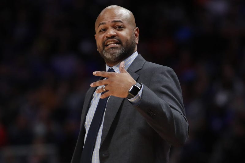 Memphis Grizzlies head coach J.B. Bickerstaff yells from the sidelines during the second quarter against the Detroit Pistons at Little Caesars Arena.