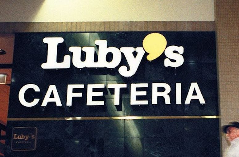 Luby's Cafeteria, Sign, Logo, Mall,1997