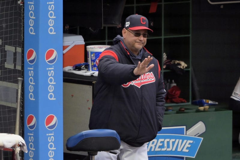 May 7, 2019; Cleveland, OH, USA; Cleveland Indians manager Terry Francona (77) reacts in the third inning against the Chicago White Sox at Progressive Field. Mandatory Credit: David Richard-USA TODAY Sports