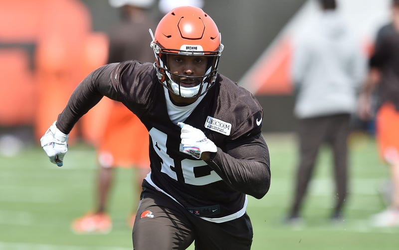 May 15, 2019; Berea, OH, USA; Cleveland Browns safety Morgan Burnett (42) runs a drill during organized team activities at the Cleveland Browns training facility. Mandatory Credit: Ken Blaze-USA TODAY Sports