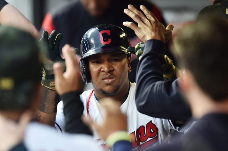 Cleveland Indians third baseman Jose Ramirez (11) celebrates after scoring during the second inning against the Baltimore Orioles at Progressive Field.