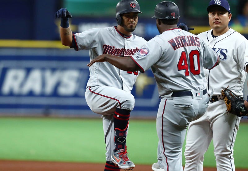 Eddie Rosario on first base