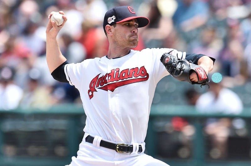 Cleveland Indians starting pitcher Shane Bieber (57) throws a pitch during the first inning against the New York Yankees at Progressive Field.