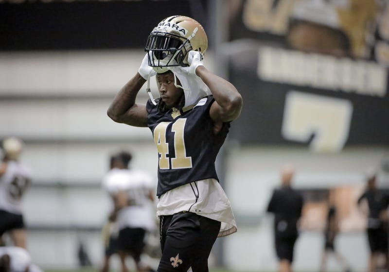 Jun 11, 2019; New Orleans, LA, USA; New Orleans Saints running back Alvin Kamara (41) during a minicamp session at the New Orleans Saints Training Facility.