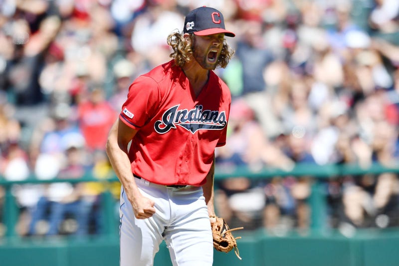 Jul 14, 2019; Cleveland, OH, USA; Cleveland Indians relief pitcher Adam Cimber (90) reacts after getting the final out during the seventh inning against the Minnesota Twins at Progressive Field. Mandatory Credit: Ken Blaze-USA TODAY Sports